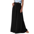 thumbnail image 4 of Women Casual High Waist Wide Leg Pants Summer Long Palazzo Pants Pocket Lounge Vacation Clothes Black Print XL, 4 of 9