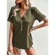 thumbnail image 2 of Camiseta de manga corta con cuello en V para mujer, camiseta informal holgada de verano con borde de encaje, 2 of 8