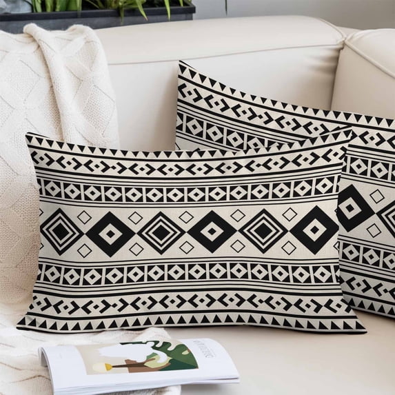 Boho Ethnic Tribe Throw Pillow Cover 12 x 20 Inch Decorative Pillow Cover Beige Zen Southwest Middle Century Lumbar Pillowcase Seasonal Rectangle Cushion Case for Couch Sofa Bed Living Room