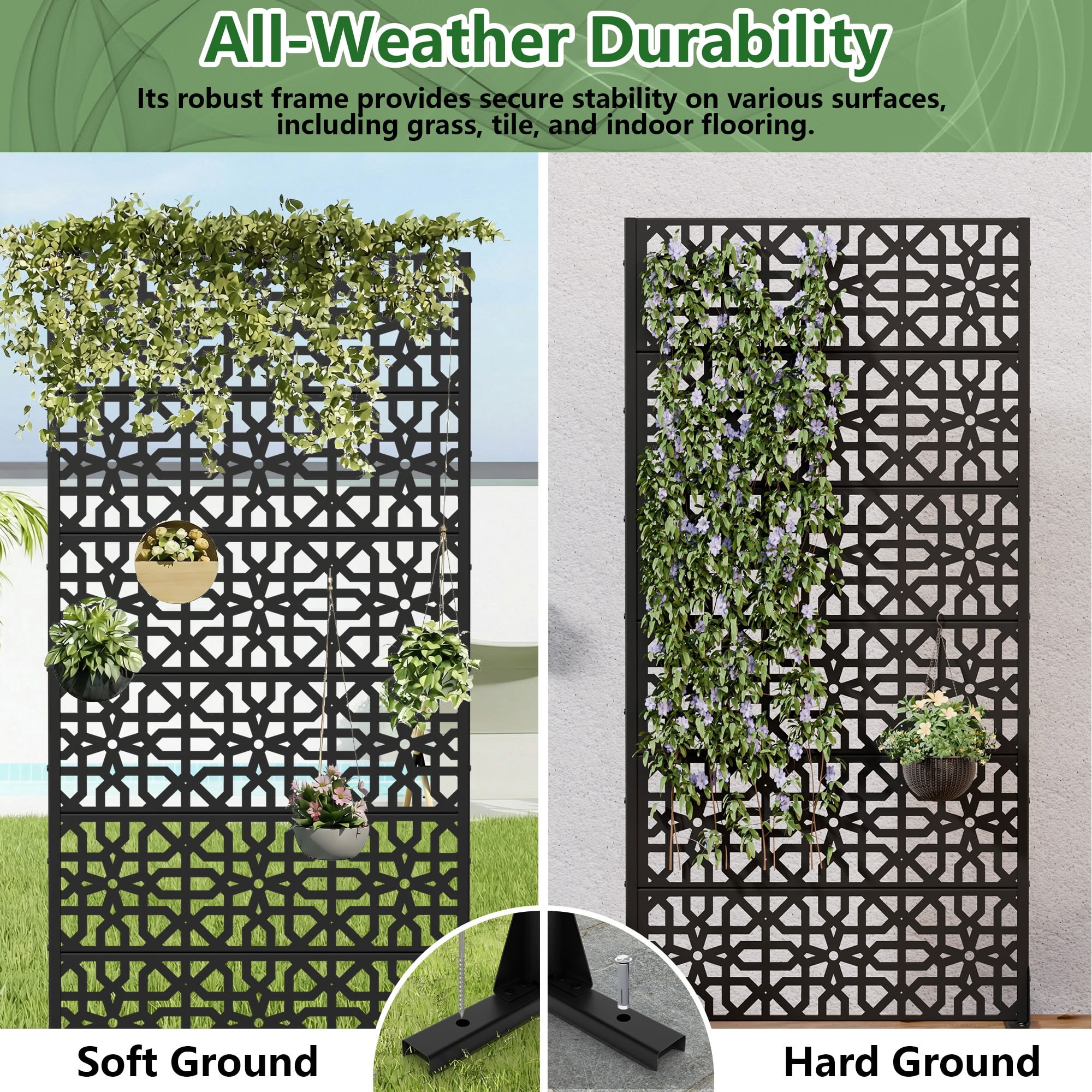 MAYEERTY 6 Panels Outdoor Privacy Screen, Metal Decorative Privacy Fence, Privacy Panel for Patio, Balcony, Backyard, Garden