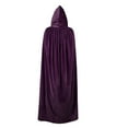 thumbnail image 3 of Ponceau Purple Cloak with Hood Full Length Halloween Cloak Vampire Cape for Women Dark Purple 150cm, 3 of 5