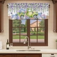 thumbnail image 6 of Blue Purple Floral Curtain Valances for Windows, Kitchen Valance Window Treatments Panel 2 Pack, Spring Country Hydrangea Flower Truck Rod Pocket Short Curtains for Bathroom Bedroom 60 x 18 Inch, 6 of 8