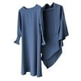thumbnail image 4 of FhsagQ Dresses for Girls Girls Round Neck Ruffled Solid Color Dress with Pattern Flounce Girls Spring The 7th of July Dresses Size 12-14 Independence Day Navy 5-6Years, 4 of 4