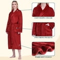 thumbnail image 3 of PAVILIA Dark Red Women Robe Fleece Plush Soft, Fluffy Fuzzy Cozy Warm Lightweight Bathrobe, Shower Spa House Long Robe for Women, S/M, 3 of 9
