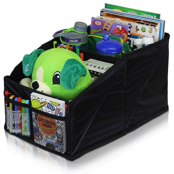 Lusso Gear Car Seat Organizer Front/Backseat with Black Stitching Great for Adults, Kids Featuring 8 Storage Compartments for Toys, Magazines, Tissues, Maps, Books, Documents, Games and More