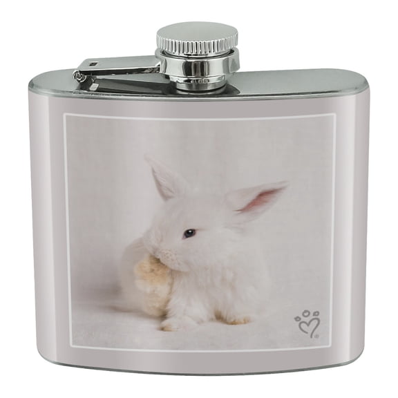 Lop Ears Miniature Bunny Rabbit Stainless Steel 5oz Hip Drink Kidney Flask