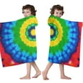 thumbnail image 4 of Colorful Tie Dye Circle Pattern Hooded Bath Towel，50"x30" for Ages 3 To 12 Kids, Quick Dry Lightweight Soft Microfiber Hood Beach Towel Cover Up for Kids, 4 of 7