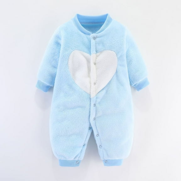 Newborn Baby Girl Boys Winter Outfit Hooded Jumpsuit Infant One Piece Romper Baby Warm Snowsuit Clothes Gifts Set Blue 6-9 Months