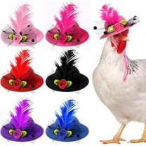 6PCS Chicken Hats for Hen Mini Hat Chicken Helmet Accessories Feather Top Hat Funny Small Hat Tiny Pet Hat with Adjustable Elastic Chin Strap for Animal Costume
