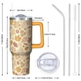 thumbnail image 3 of 40oz Insulated Tumbler w/ Handle - Stainless Steel Travel Cup, Leakproof Lid & Straw, Autumn Maple Pattern, 3 of 5