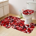 thumbnail image 3 of Abstract Wave Line Bathroom Rugs Set Black White Red Geometric Stripe Modern Non Slip Absorbent Soft Bath Mats 3 Piece Set with Bathroom Rug, U-Shaped Floor Mat, Toilet Seat Cover Small Size, 3 of 9