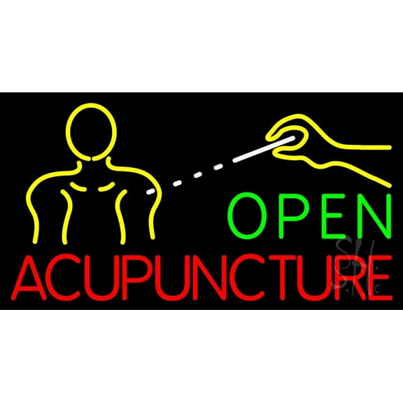 Open Acupuncture Logo LED Neon Sign 20 x 37 - inches, Black Square Cut Acrylic Backing, with Dimmer - Bright and Premium built indoor LED Neon Sign for Defence Force.