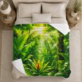 thumbnail image 5 of Bright Jungle Foliage with Sun Rays and Bromeliad Leaves, Botanical Rainforest Art for Plant Lovers, Birthday Gift, Cozy Flannel Blanket for Bedroom, Fresh Home Decor, 5 of 9