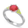 thumbnail image 2 of 2.15 Ct Stunning Round Cut Red Ruby & Peridot Gemstone Wedding Ring for Women Solid 14K White Gold Size 3.5 by Diamond-Capitals, 2 of 7