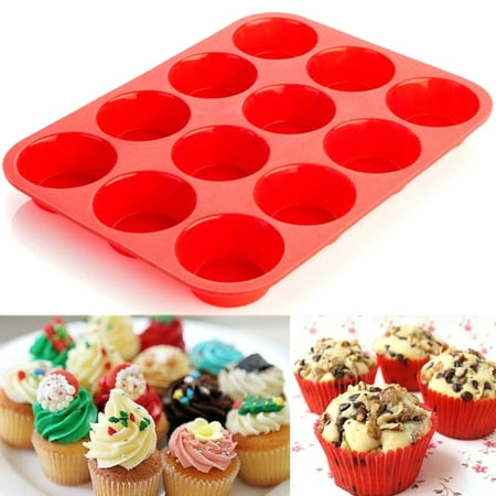 

Silicone Muffin Cupcake Baking Pan Non Stick Microwave Mold Tray for Kitchen New.