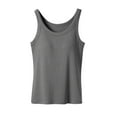 thumbnail image 3 of Sleeveless Tunics for Women Warehouse Built-in Bra Tank Tops Casual Crew Neck Sleeveless T Shirts Ribbed Fitted Summer Tops New Gray M, 3 of 6