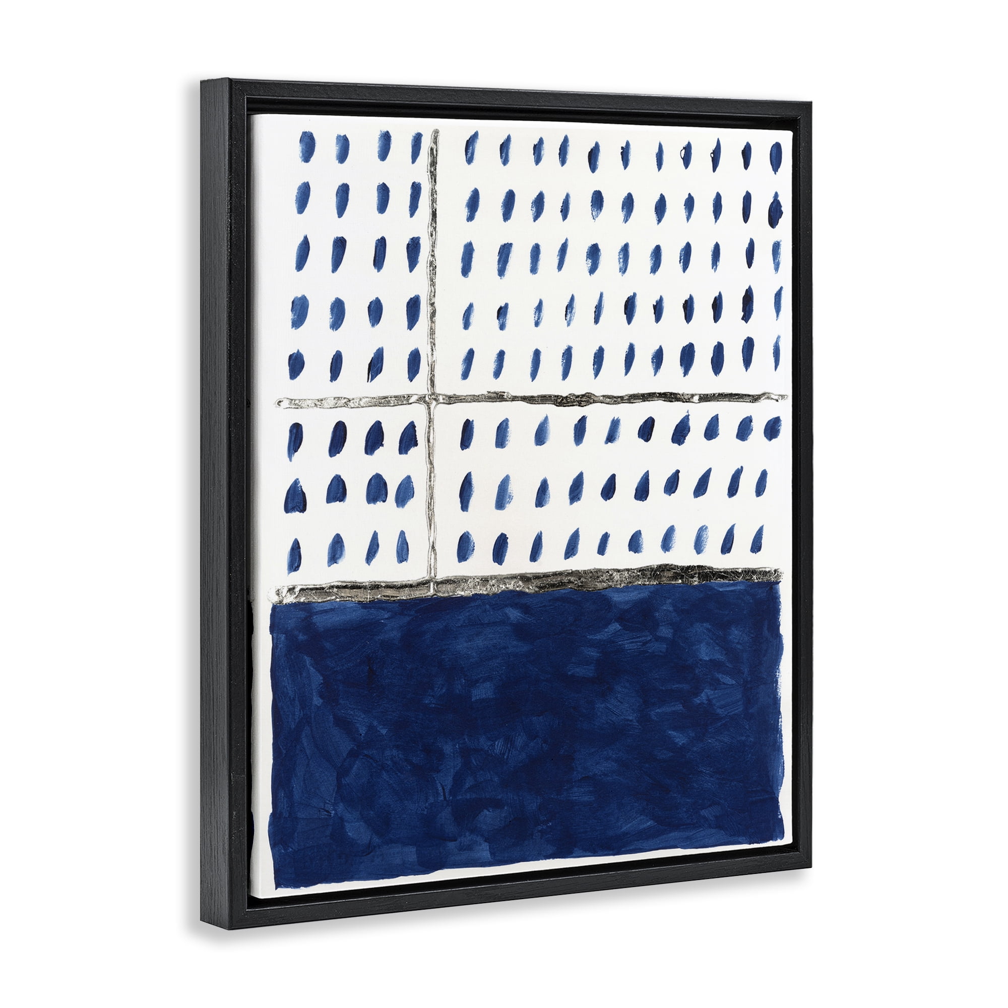 Stupell Industries Modern Dot Pattern Abstract Painting Black Floater Framed Canvas Art Print Wall Art, 25 x 31