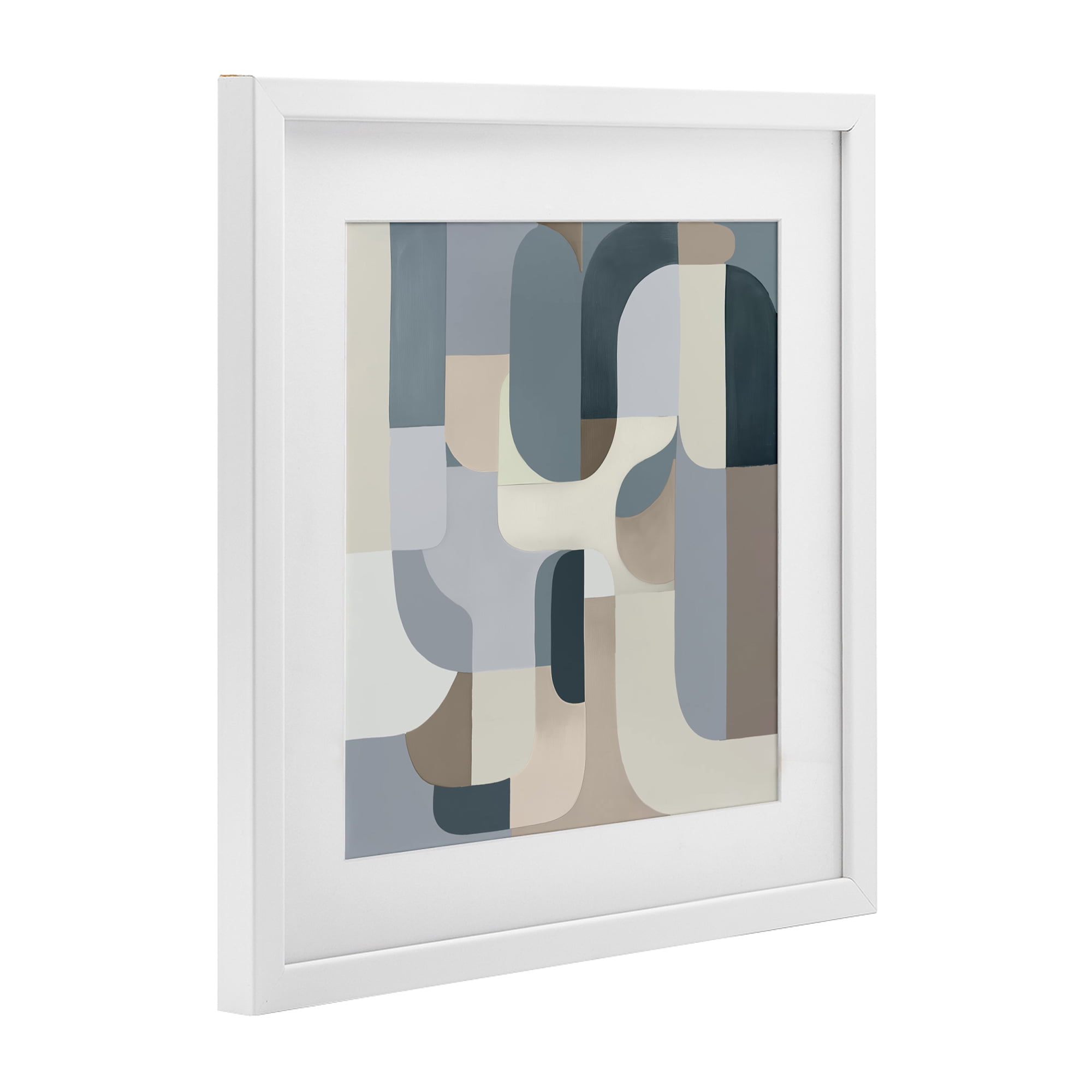 Stupell Industries Bauhaus Blue Curves White Framed Print Under Glass, design by Annabelle Hall