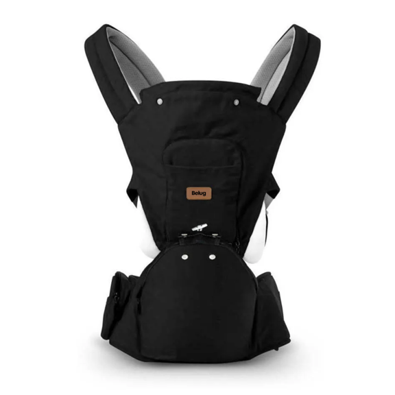Canguro para Bebé, Cangurera Portabebés Tipo Fular Niños de 0 a 36 Meses Belug, Negro Gris