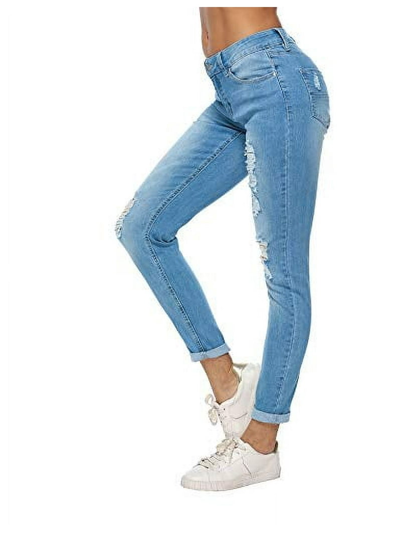 Resfeber Women's Ripped Boyfriend Jeans Cute Distressed Jeans