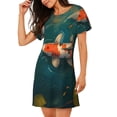thumbnail image 2 of Easygdp Koi Pond Lilies Camisón de manga corta para mujer, informal, estampado, 2 of 6