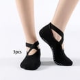 thumbnail image 4 of Calcetines de yoga para mujer agarre antideslizante para barra, ejercicio de fitness, gimnasio, pilates, danza de ballet, entrenamiento descalzo - 3 uds negro BLESIY calcetines de yoga, 4 of 7