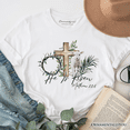 thumbnail image 6 of He Is Risen Lamb Cross Christian Easter T-Shirt, Bible Verse Matthew 28:6 Tee, 6 of 6