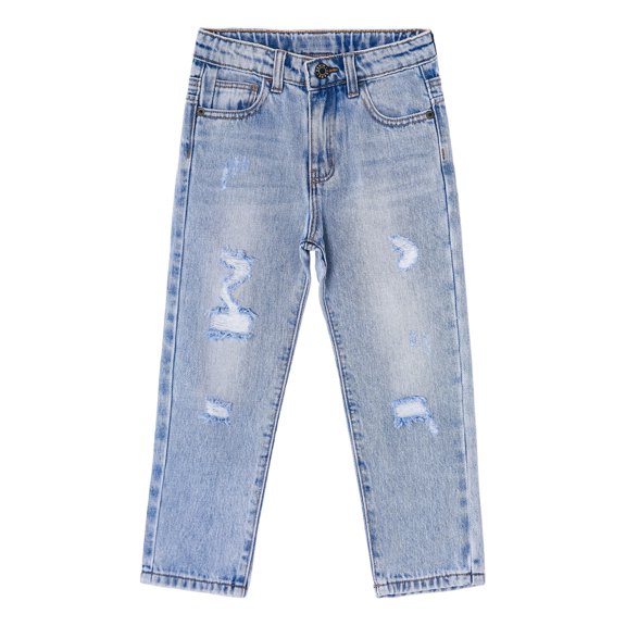 KIDSCOOL SPACE Baby Little Girls Boys Jeans,Elastic Band Inside Ripped Fashion Denim Pants,2-3 Years