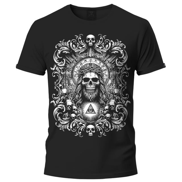 Playera Negra Manga Corta Mediana Dark Cristo