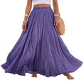 thumbnail image 2 of Women's Cotton Linen Skirt High Waist A-Line Pleated Maxi Skirts Casual Flowy Beach Vacation Skirts, S, 2 of 5