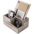 thumbnail image 5 of MyGift Rustic Torched Brown Wood 3-Compartment Desktop Stationary Organizer, 5 of 6