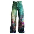 thumbnail image 4 of SNOWSONG Clearance! Women's Casual Pants, Women's Vintage Flower Print Casual Wide Leg Pants Green 5XL, 4 of 4