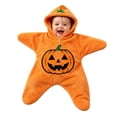 thumbnail image 2 of ZHANGDER Baby Starfish Onesie, Warm Fleece Jumpsuit Infant Pumpkin Pattern Romper with Full Zip, 2 of 6