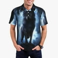 thumbnail image 3 of Rocae Night Scene of Wolves for Men's Short Sleeve Polo Shirt, Quick Drying Performance Moisture Wicking Sports Men's Golf Shirt 3X-Large, 3 of 9
