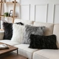 thumbnail image 6 of Luxury Mongolian Fluffy Faux Fur Series Square Decorative Throw Pillow Cusion for Couch, 20" x 20", Black, 2 Pack, 6 of 7