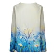thumbnail image 5 of IROINNID Savings Womens Long Sleeve Tops O-Neck Printing Loose Tops Lounge T-shirt Blouse,Blue, 5 of 5