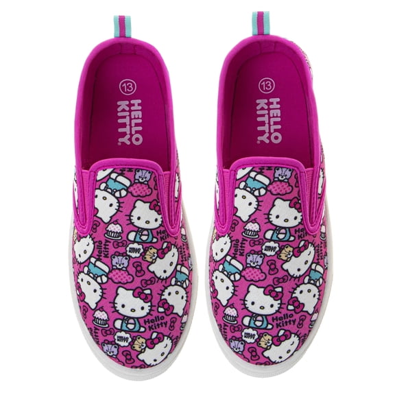 Hello Kitty Little Kids Girls Slip On Canvas Sneakers, Color Fuchsia, Size 2
