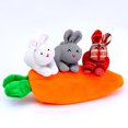 thumbnail image 3 of Monedero de zanahoria con tres conejos, regalo de conejito de Pascua, monedero de zanahoria, adorno divertido, 3 conejos en 3 colores y una zanahoria TUNC Sencillez, 3 of 5
