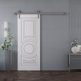 thumbnail image 2 of Barn Door 30 x 80 inches | CLASSIC 5589 White Enamel | 6.6FT Silver Rail Track Heavy Hardware Set | Solid Panel Interior Doors, 2 of 5