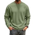 thumbnail image 6 of Men's Waffle Thermal Shirts Textured Underwear Tops, Lightweight Pullover Sweaters, Long Sleeve, Crew Neck Army Green 2XL, 6 of 6