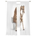 thumbnail image 2 of Funny Giraffes Sheer Curtains 96 Inches Long 2 Panels Set, Window Sheer Curtains for Living Room/Bedroom, Cute Art Fun Lovely Animals on Toilets Light Filtering Rod Pocket Curtain 52''x96''x2, 2 of 8