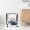 thumbnail image 6 of Rolling Laundry Basket Cart, Black Metal Freestanding Hamper, Large Rectangular Storage Cart for Bathroom Laundry Room, 6 of 14