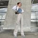thumbnail image 2 of Pantalones cargo Prolriy para mujer, otoño e invierno, nuevos, informales, versátiles, de cintura alta, para el trabajo, holgados, para mujer, gris, talla S, 2 of 5