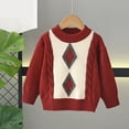 thumbnail image 4 of hengsof Children'S Diamond Pattern Preppy Sweater, Knitted Pullover Long Sleeve Classic Warm Top, Soft Color Block Knitted Top, 4 of 7
