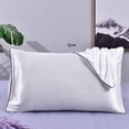 thumbnail image 4 of 2pcs Artificial Silk Breathable Comfortable Pillowcase Pillow Case  (White S), 4 of 8