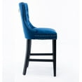 thumbnail image 2 of Velvet Upholstered Dining Bar Chairs Counter Height Barstools Wood Legs with Button Tufted Nailed Trim Back Ring for Home Bar Dining Room(Blue,Set of 6), 2 of 9