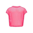 thumbnail image 4 of Zaldita Kids Girls Mesh Crop Tops Short Sleeve Hollow Out Fishnet Jazz Ballet Disco Dance Tank Tops T Shirts Blouse Pink 15-16, 4 of 7