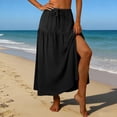 thumbnail image 2 of GUACER Womens Boho Tiered Maxi Skirt with Side Slit High Waisted Drawstring A-Line Skirt Flowy Summer Beach Swing Long Skirts, 2 of 7