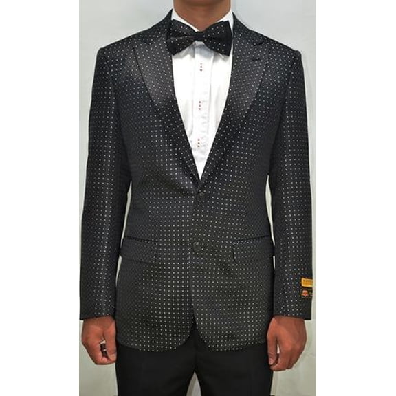 Mens Black/White Dot Pattern Modern Fit Blazer Dinner Jacket Alberto Paisley-100 #12