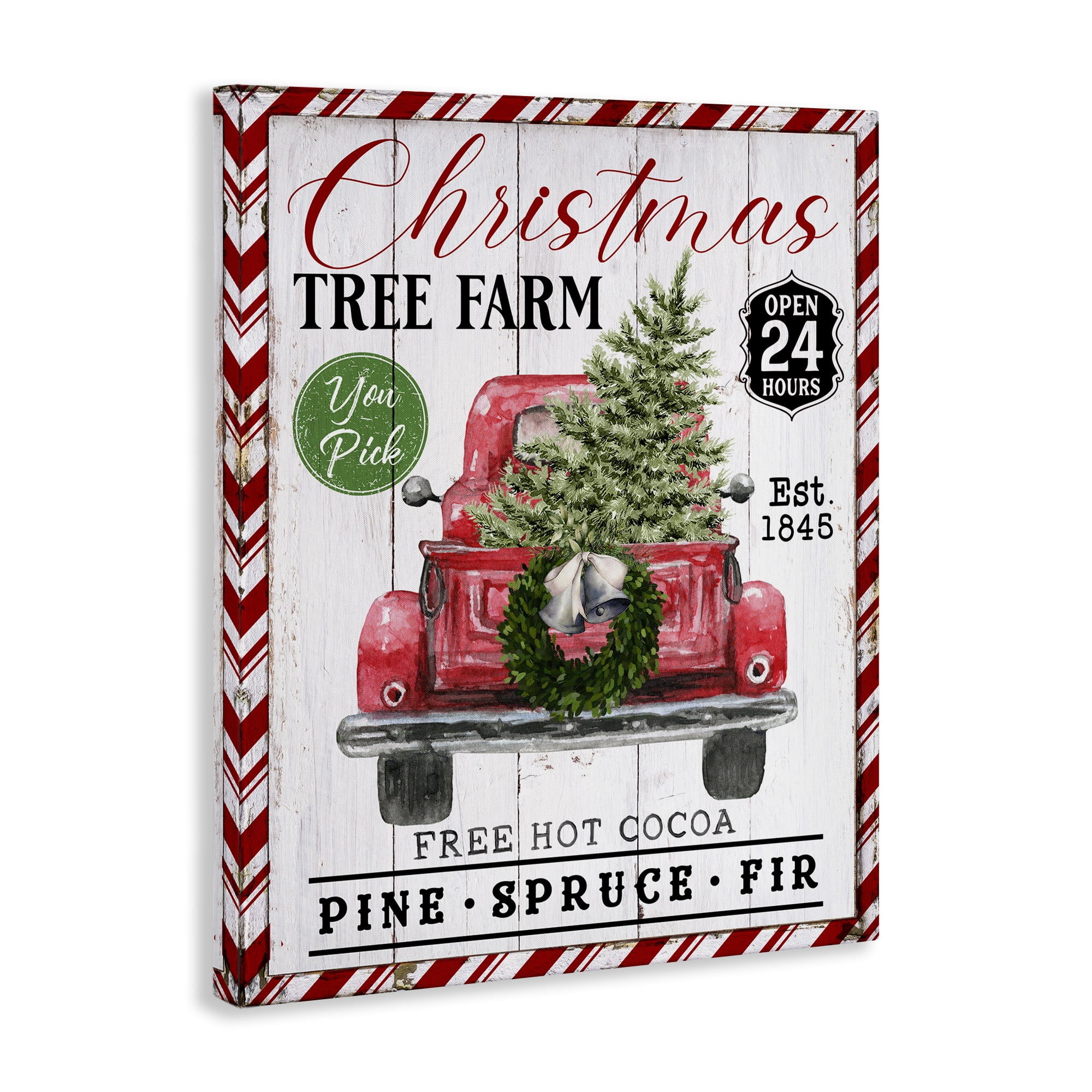 Stupell Industries Holiday Tree Farm Sign Holiday Painting Gallery Wrapped Canvas Art Prints Wall Art, 16 x 20